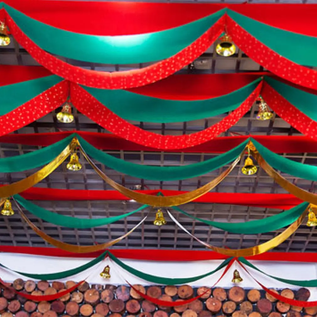 Christmas Decorations Wavy Flags Ribbons Festivals Malls Ceiling