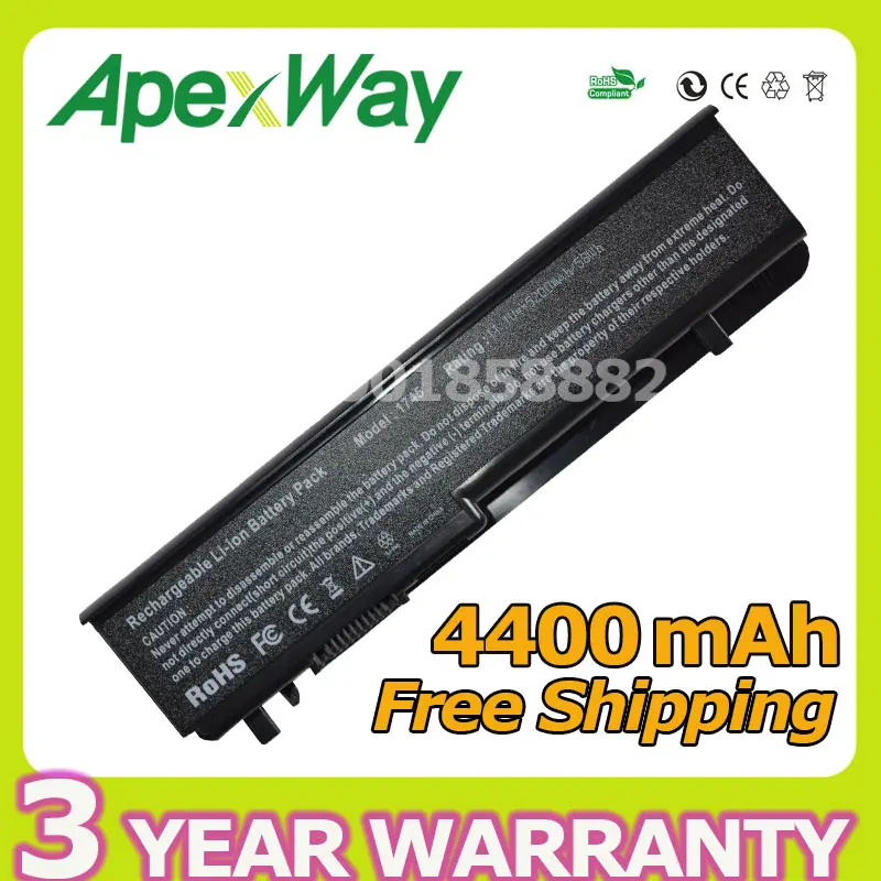 

Apexway 6 Cells 4400mAh 11.1v Laptop Battery 312-0186 N855P U164P For dell Studio 17 1745 1747 1749