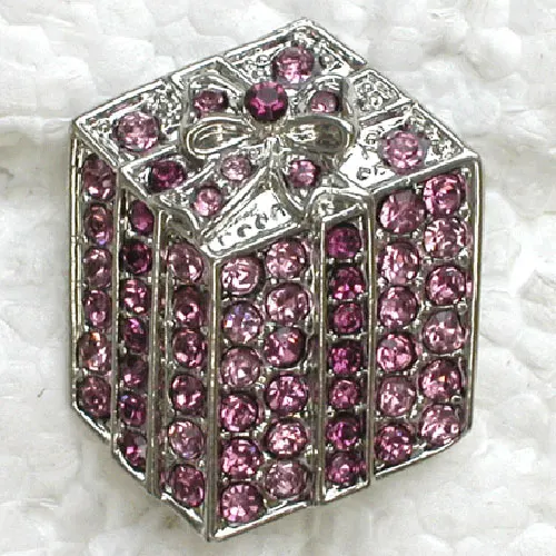 Purple Rhinestone Gift Box Pin brooches C708 D photo