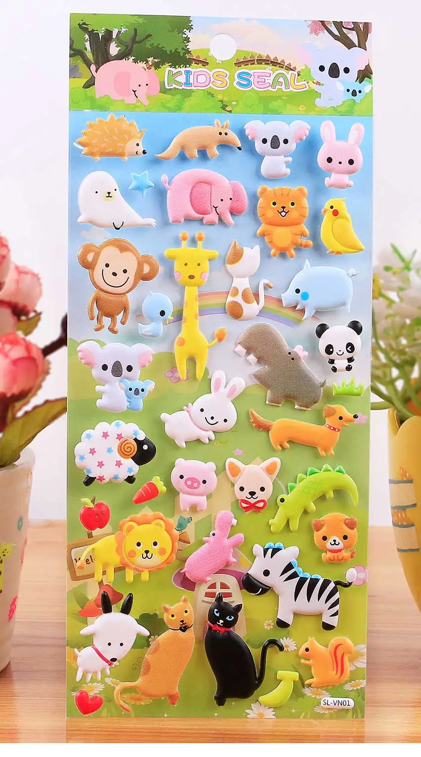 4 шт животных наклейки пакет мультфильм Zoon Pegatinas Лев панда наклейки с обезьяной 3D наклейки для детей на Скрапбукинг ноутбук