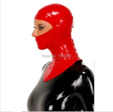 New design sex rubber Sexy Lingerie Bodysuit Jew Style red back lacing Women Latex Hoods Mask Hood Fetish uniform Plus Size