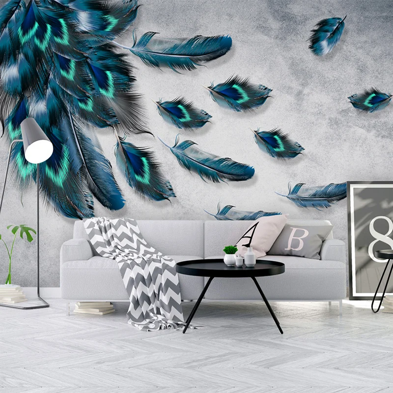 Custom Mural Wallpaper Modern 3D American Simple Fashion Colorful Hand Painted Feather Living Room Bedroom Background Wallpaper