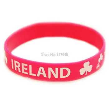 

100pcs Pink Ireland St. Patrick's Day With Shamrock wristband silicone bracelets free shipping by epacket A