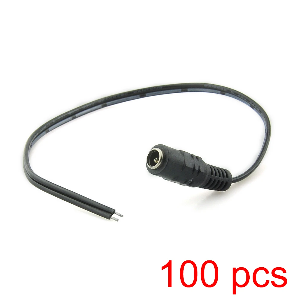

100x DC Power Cable 2.1*5.5mm Female Connector Pigtail Plug Adapter Tail CCTV