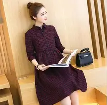 Cheap High Waist Plaid Maternity Clothes 2019 Spring Autumn Turn-down Collar Literary Long Pregnancy Dress for Pregnant Women QL6925 Cheap High Waist Plaid Maternity Clothes 2019 Spring Autumn Turn-down Collar Literary Long Pregnancy Dress for Pregnant Women QL6925