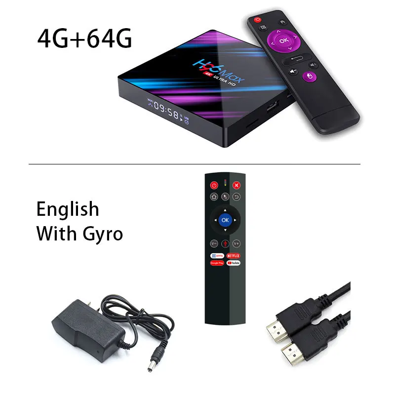 Voice with Gyro Set top TV Box 4G DDR3 USB 3,0 Bluetooth 4,0 Android 9,0 9 оs 4K 4096x2160 H96 Смарт пятиядерный ГП Mali-450 RK3318 GPU 2,4 г/5G - Цвет: Voice with Gyro