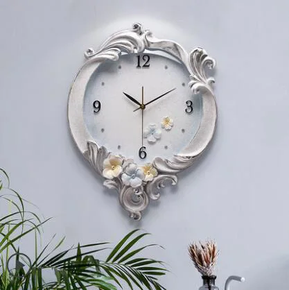 Европейские Роскошные Настенные часы с тиснением, 3D стерео Наклейка на стену, фреска, украшение для дома, гостиной, художественные часы настенные кварцевые украшения - Цвет: style1