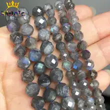 Perles en labradorite grise naturelle, pierres à facettes en vrac, accessoires de bijoux pour bricoler bracelet ou collier,de dimensions 7,5 et 6/8mm