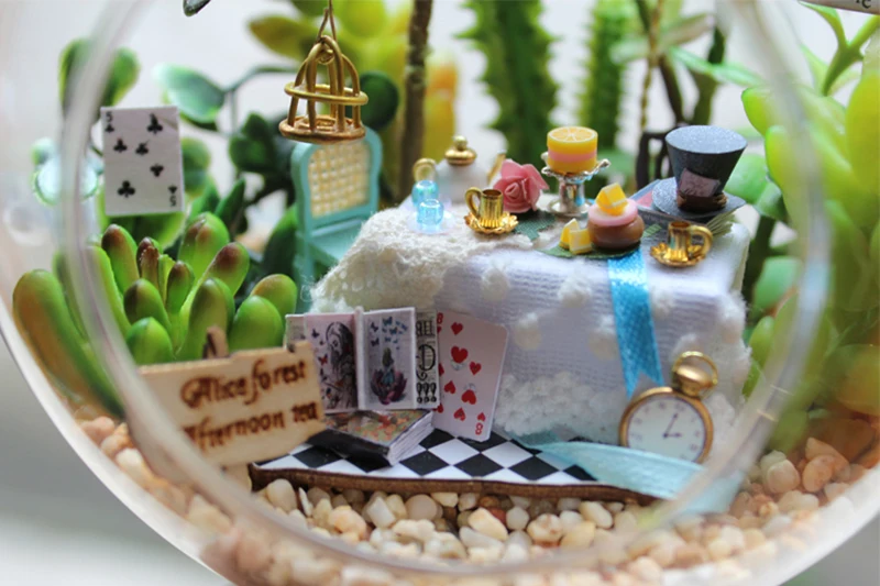 DIY Doll House Miniature Dollhouse 3D Handmade Casa Model Toys For Children Glass Ball Hemp Rope Christmas Gift Toys B011#E