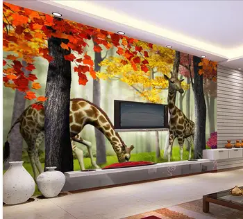 

3d customized wallpaper Tree giraffe background wall murals living 3d wallpaper custom 3d photo wallpaper