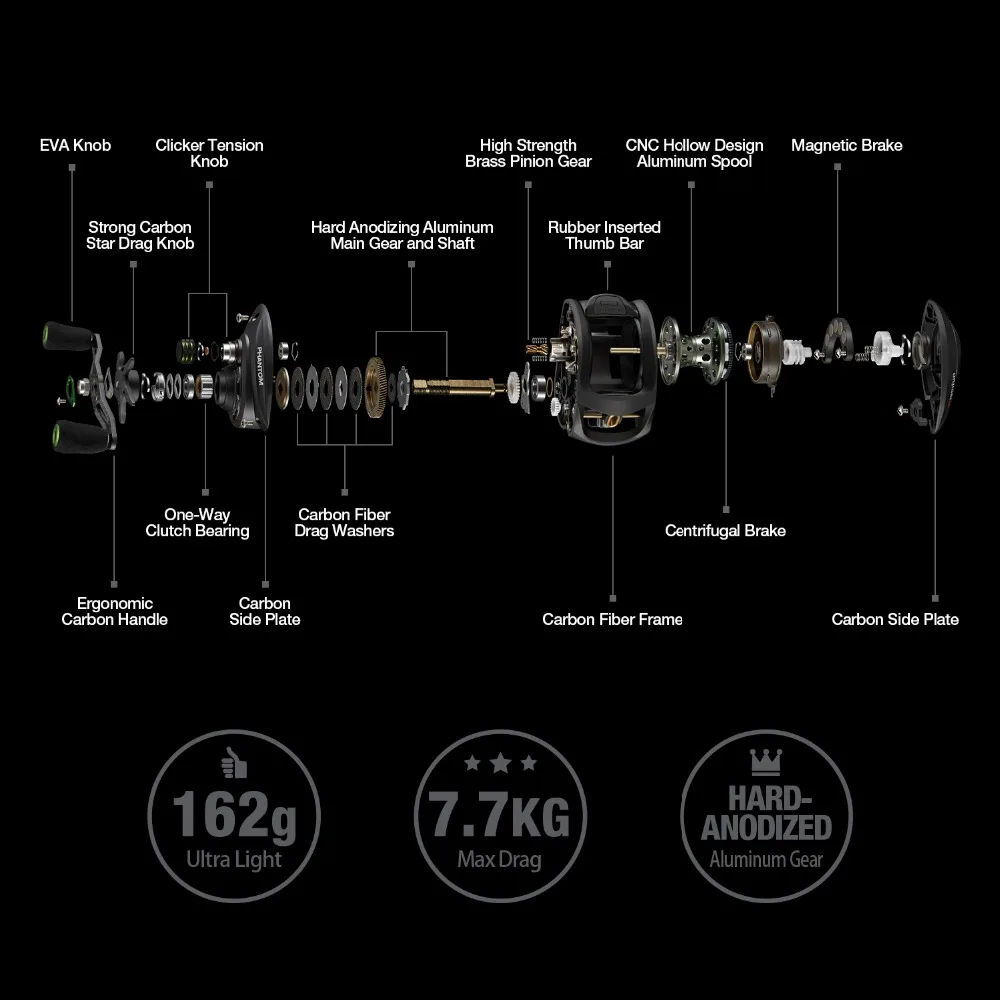 7.0: 1 relação engrenagem 7.7kg max arraste