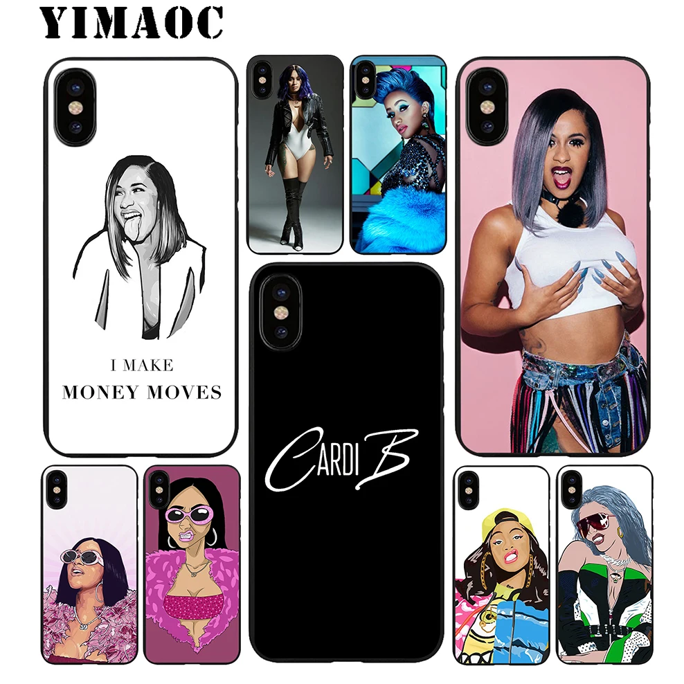 YIMAOC Cardi B Rapper Sexy Soft TPU Black Silicone Case for iPhone X or
