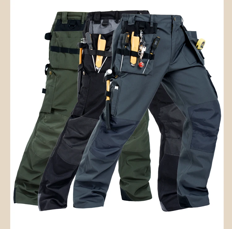Men working pants multi-pockets wear-resistant worker mechanic cargo pants work wear trousers high quality machine repair pants  (8)