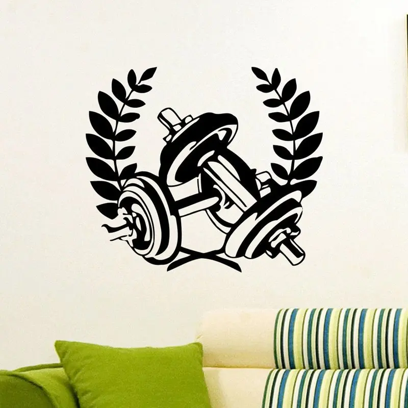 Gym Sticker Fitness Decal Body building Dumbbell Posters Vinyl Wall