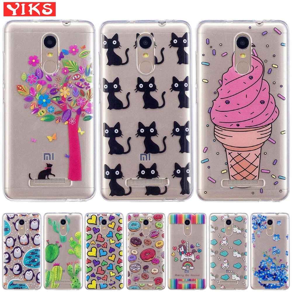 

For fundas Xiaomi Redmi Note 3 Case Soft Silicone Transparent Cover For Redmi Note 3 Cartoon Cat Ice Cream TPU Shells