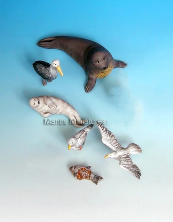 

1/35 Animals Set Seal Seagull Crab toy Resin Model Miniature Kit unassembly Unpainted