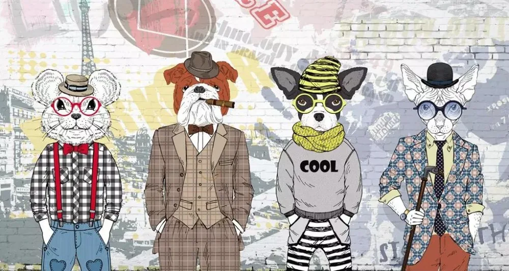 de roupas do cão parede de fundo decorativo auto-adesivo mural