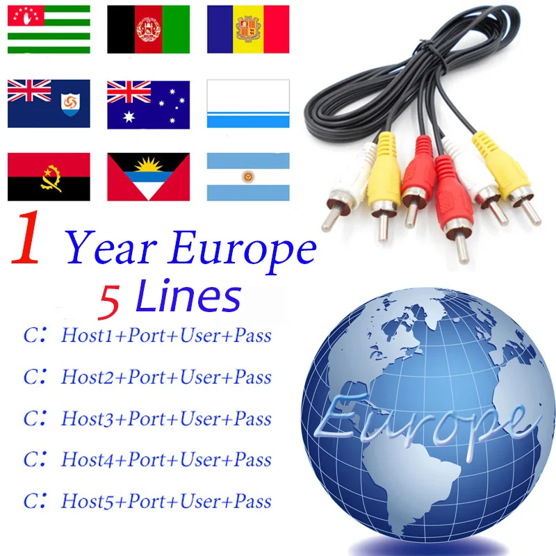 Europen 1 год CCCams для спутникового ТВ ресивера 5 Клинок FULL HD DVB-S2 HD кабель Поддержка испанско-португальский cline ccam сервер