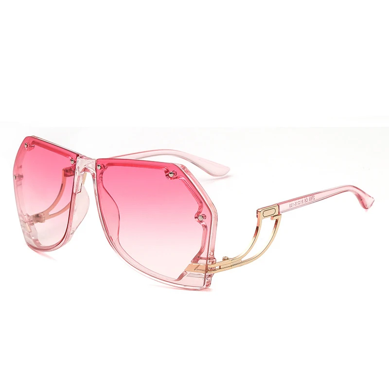 Модные полигональные солнцезащитные очки для женщин, синие, розовые, ретро, градиентные, океанские тонированные цветные линзы, уникальная металлическая оправа, Oculus, женские очки - Цвет линз: 7