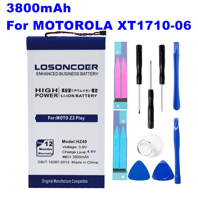 

LOSONCOER 3800mAh HZ40 High Quality Mobile Phone Battery For Motorola MOTO Z2 Play XT1710-08 XT1710 Battery