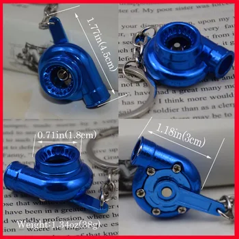 

TOYIKIE 10X Creative Spinning Anodized Plated Brilliant Metalliac Color Turbo Turbocharger Keychain Key Chain Keyring Keyfob