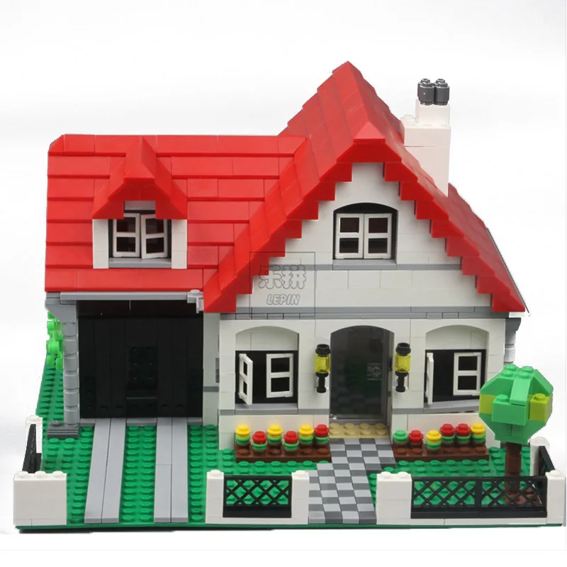 

Lepin 24027 City Castle Red Roof American Creator House Villa Legoings 4956 Building Blocks For Girls Children Toys Christmas