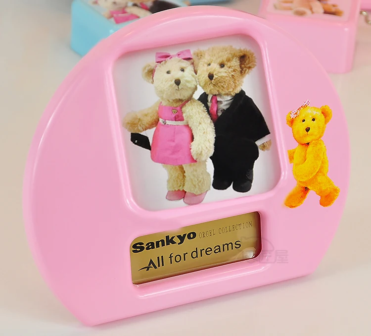 

Bear photo frame mini music box creative photo music box birthday gift for girls