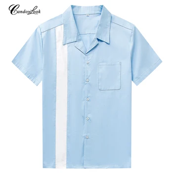 

Men Shirts Camisas Para Hombre Regular Fit Mens Cotton Short Sleeve Shirt Casual Vintage Sky Clothing Male With Pocket
