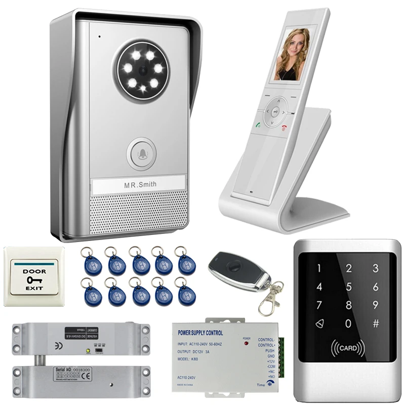 

JERUAN Video Doorbell Wireless Video Door Phone Intercom System Night Vision IP55 waterproof Camera +RFID Access controller 1V1