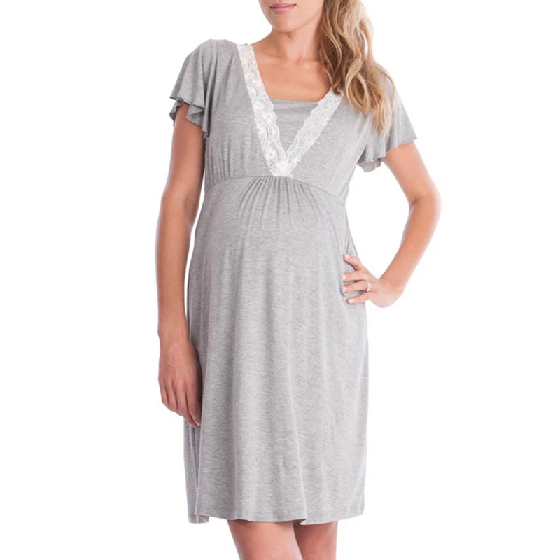 

Pregnancy maternity Pajamas Sleepwear Nursing Pregnant Pajamas Breastfeeding Nightgown Elegant Maternity Nursing Clothes Dress