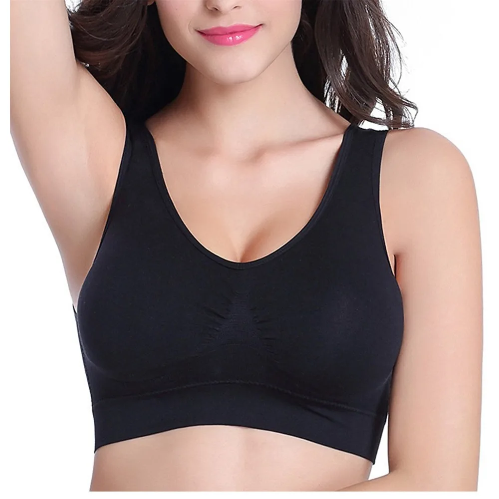 LADIES PADDED SEAMLESS BRA WOMENS LEISURE CROP TOP VEST SPORT COMFORT CONTROL