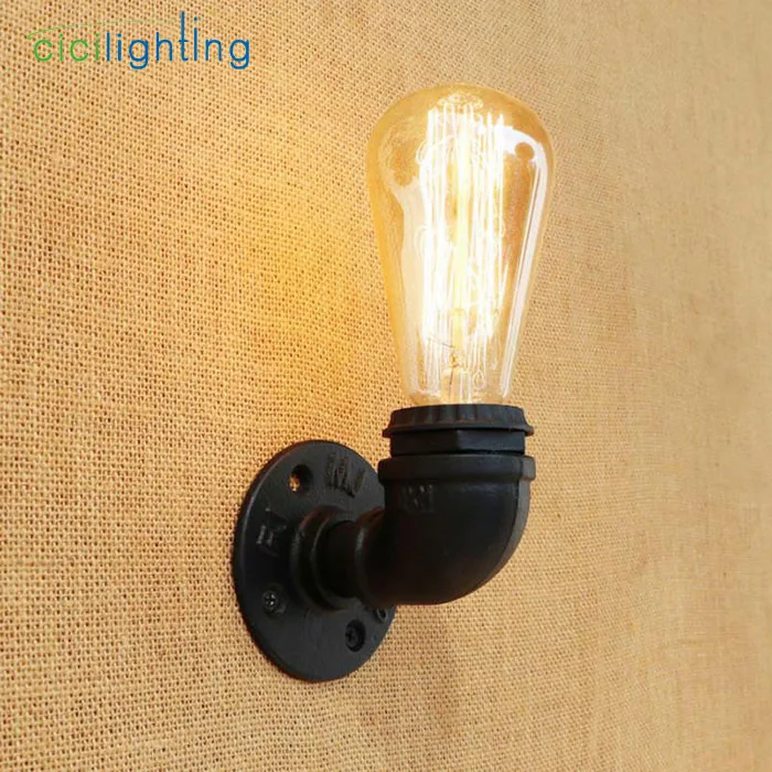 Steampunk Loft Pipe Retro Wall Lamp Black Brown Bronze Silver Pipe Wall Lighting cicilighting sconce light Wall Lamps