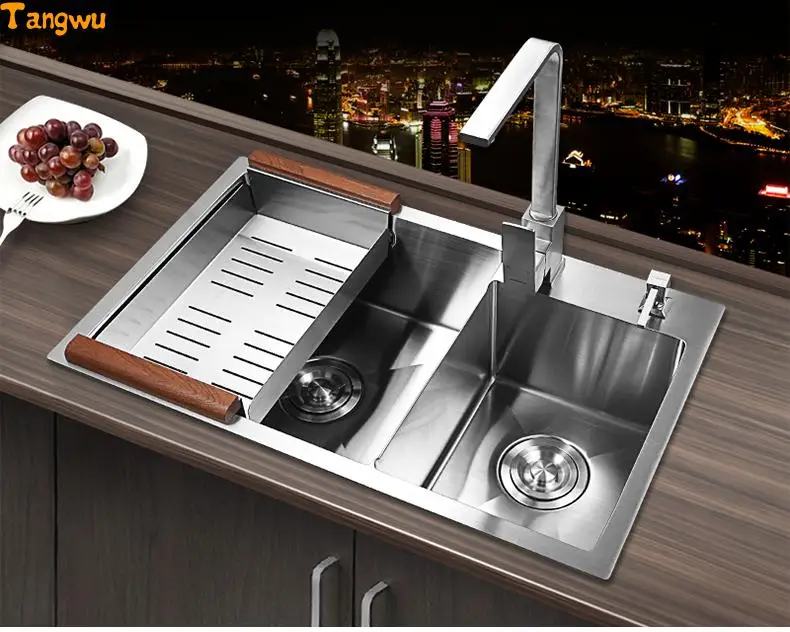 Kitchen Sinks Free Shipping Trough Dual Slot 304 Thickened Stainless Steel Washing Kitchen Sinks Kitchen Sink Stainless Steel Kitchen Sinkstainless Kitchen Sink Aliexpress