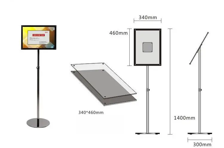 A3 Подставка-пьедестал с регулируемой высотой держатель знака напольные подставки стойки черный акриловые рамки рекламный баннер фото меню литературы Дисплей рамка