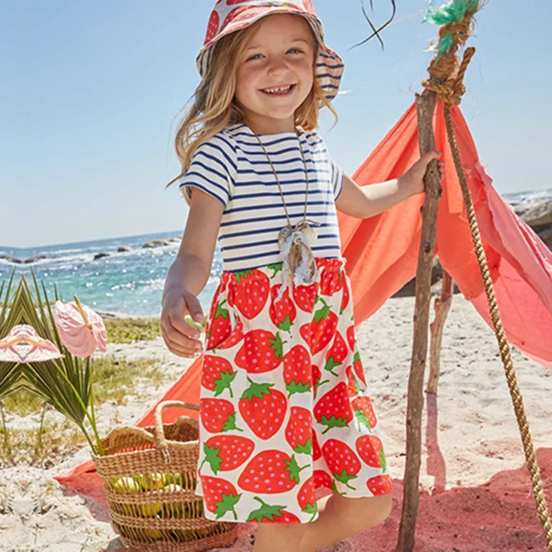 

Girls Summer Dress Wear Casual Princess Dress Short-sleeved Girls Dress Round Neck Printed Girls Cotton Dress
