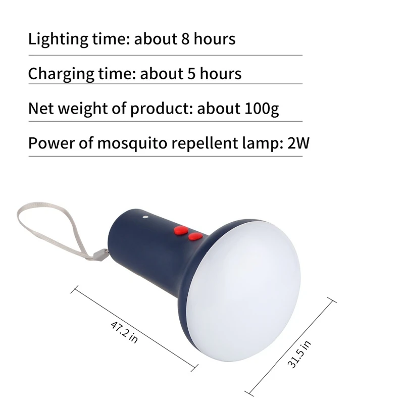 Противомоскитная лампа с тремя уровнями яркости, регулируемая поддержка, режим Sos, перезаряжаемый портативный светильник для кемпинга, светильник-вспышка синего цвета