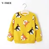 V-TREE Boys Shirts Color Cartoon T-shirt For Girl Cotton Girls Tops Child Shirt Candy Color Kids Blouse School Baby Sweatshirt 1