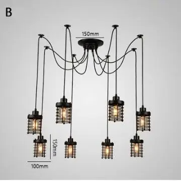Винтажный подвесной светильник-паук, лампа Лофт E27, промышленное освещение, ретро Лофт, подвесные светильники для дома 110 В 220 В - Цвет корпуса: B