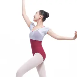 Тренировочная одежда для занятий гимнастикой для девочек Изделие из хлопка с короткими рукавами Спандекс Танцевальная балетная