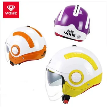 

2018 New YOHE Half Face Motorcycle Helmes MINI Double lens Motorbike Helmet Made of ABS and PC visor size M L XL 10 kinds colors