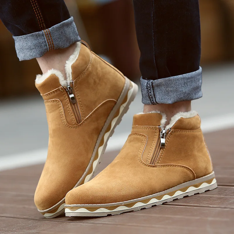 

Winter Boots Men Shoes Warm Fur Snow Ankle Boots Men Casual Shoes Men Fashion Men Leather Shoes Plush Winter Ankle Boots Size 44