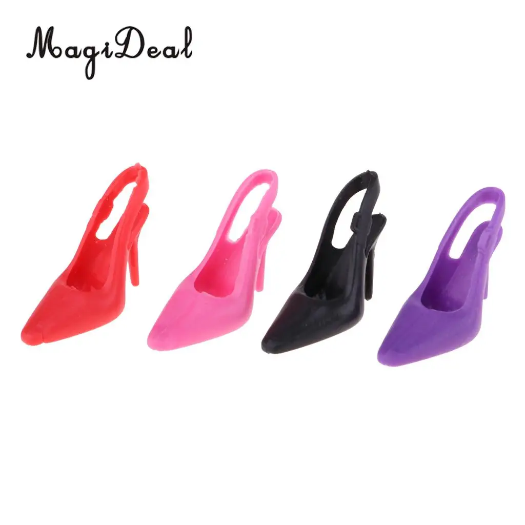 8 Pairs 1/6 Scale Miniature High Heel Shoes Furniture for Dolls House Room Woman Figures Accessory Decoration