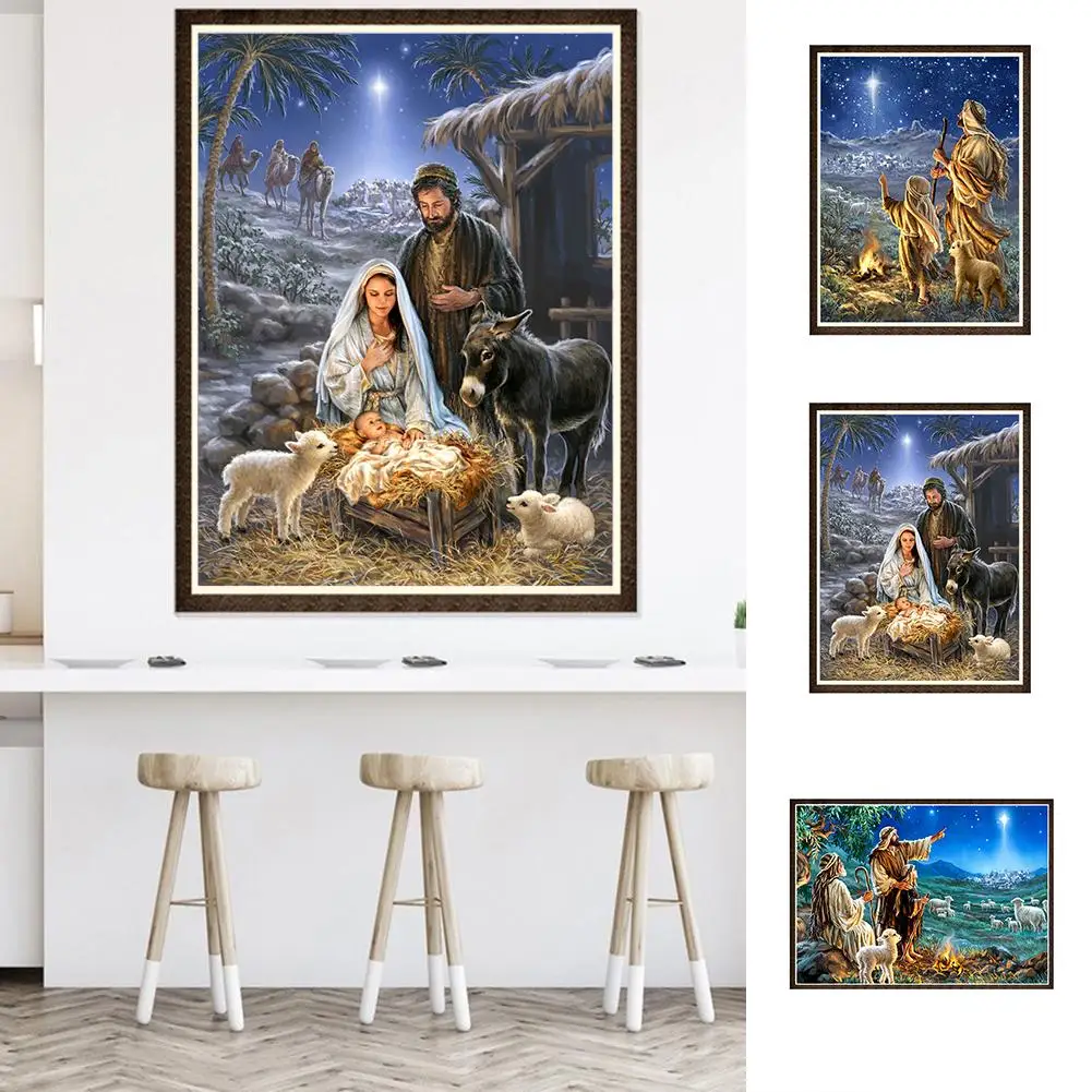 

Hot 30x40cm Nativity Jesus Cross Stitch Craft DIY Mosaic Full Round Diamond Painting