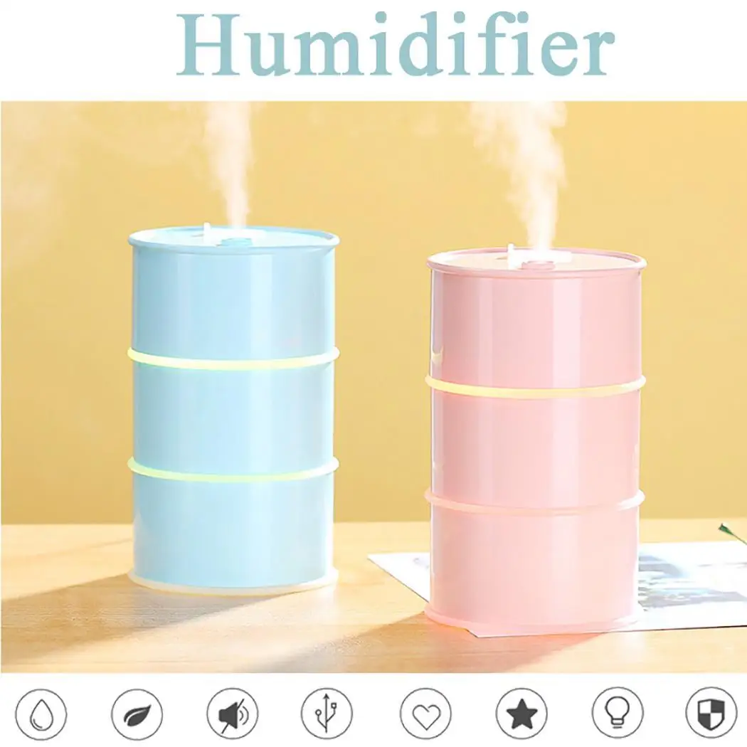 

175ml Mini Oil Drum Humidifier 3-in-1 Colorful Night Light USB Essential Oil Aroma Diffuser Mute Spray Hydrating Air Purifier