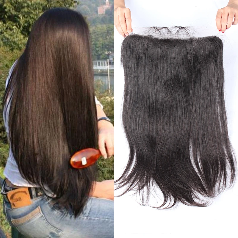 

13X6 Straight Lace Frontal Closure Brazilian Virgin Hair Free Middle Three Part Bleached Knots Lace Frontals With Baby Hair