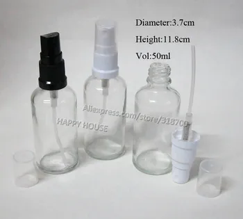 

360 x 50ml Clear Transparent Glass Oil Atomizer with Black White Plastic Spray,50cc Fragrance Bottle