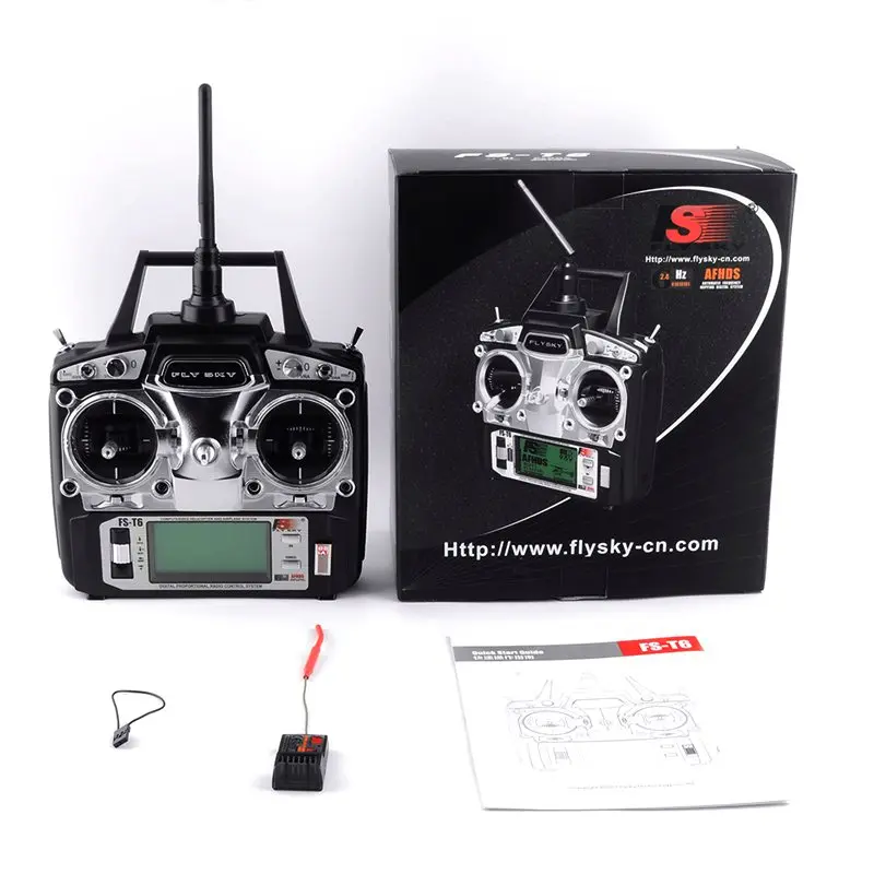 Flysky FS-T6 FS T6 6ch 2,4g w/lcd экран RC передатчик+ FS R6B приемник водонепроницаемый для Heli Дрон Квадрокоптер самолеты