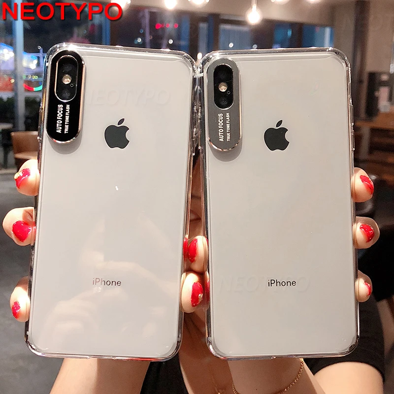 

Fashion colorful Metal Shot Cover phone case For iphone XS MAX Transparent Acrylic Soft Cases For iphone X XR 7 8 6 6s plus case