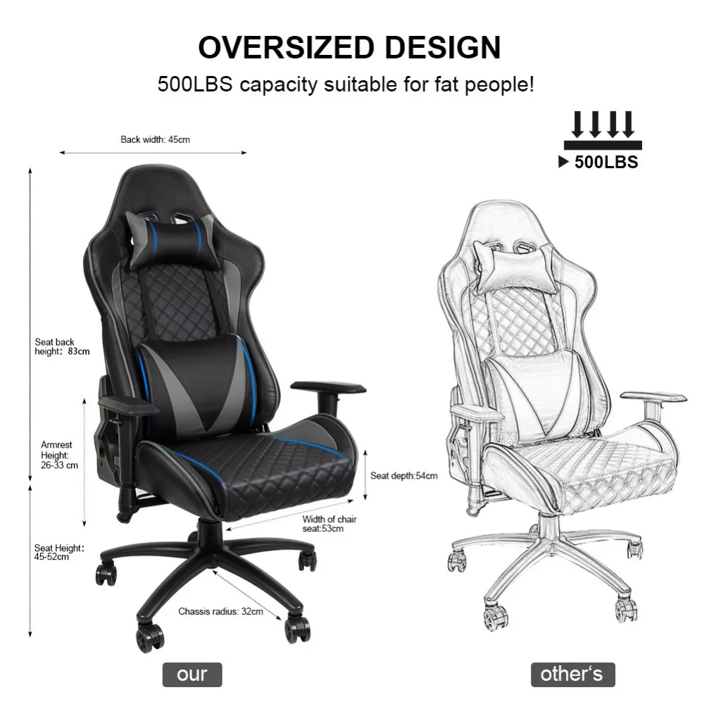 Ergonomic Computer Gaming Chair Racing High Back Pu Leather