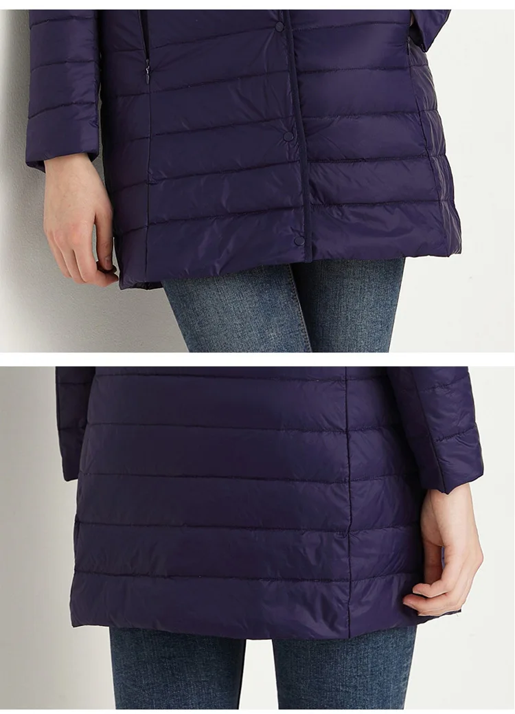 EORUTCIZ, зимний ультра-светильник, Женское пальто, плюс размер, 4XL, длинная куртка, тонкая Базовая, винтажная, черная, осенняя, утиный пух, пальто, LM356